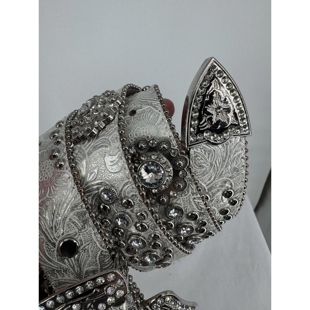 Blazin Roxx belt womens large L silver western rodeo festival cowgirl rhinestone - Picture 2 of 5
